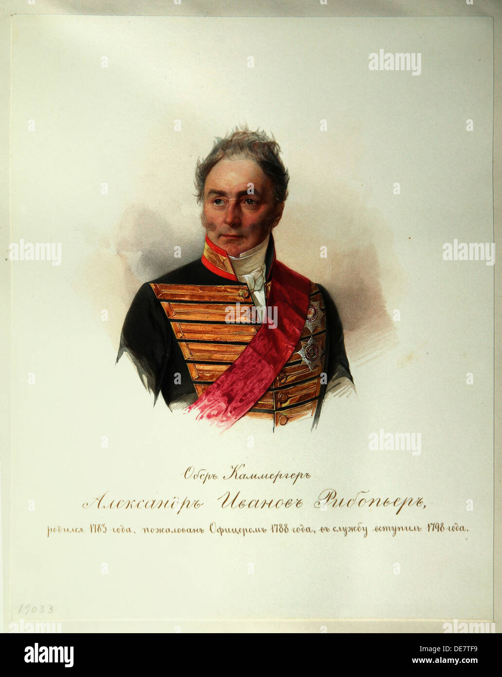 Portrait d'Alexander Ivanovitch Ribeaupierre (1781-1865) (tiré de l'Album de la cavalerie de la Garde Impériale), 1846-1849. Artiste : Hau (Gau), Vladimir Ivanovi Banque D'Images