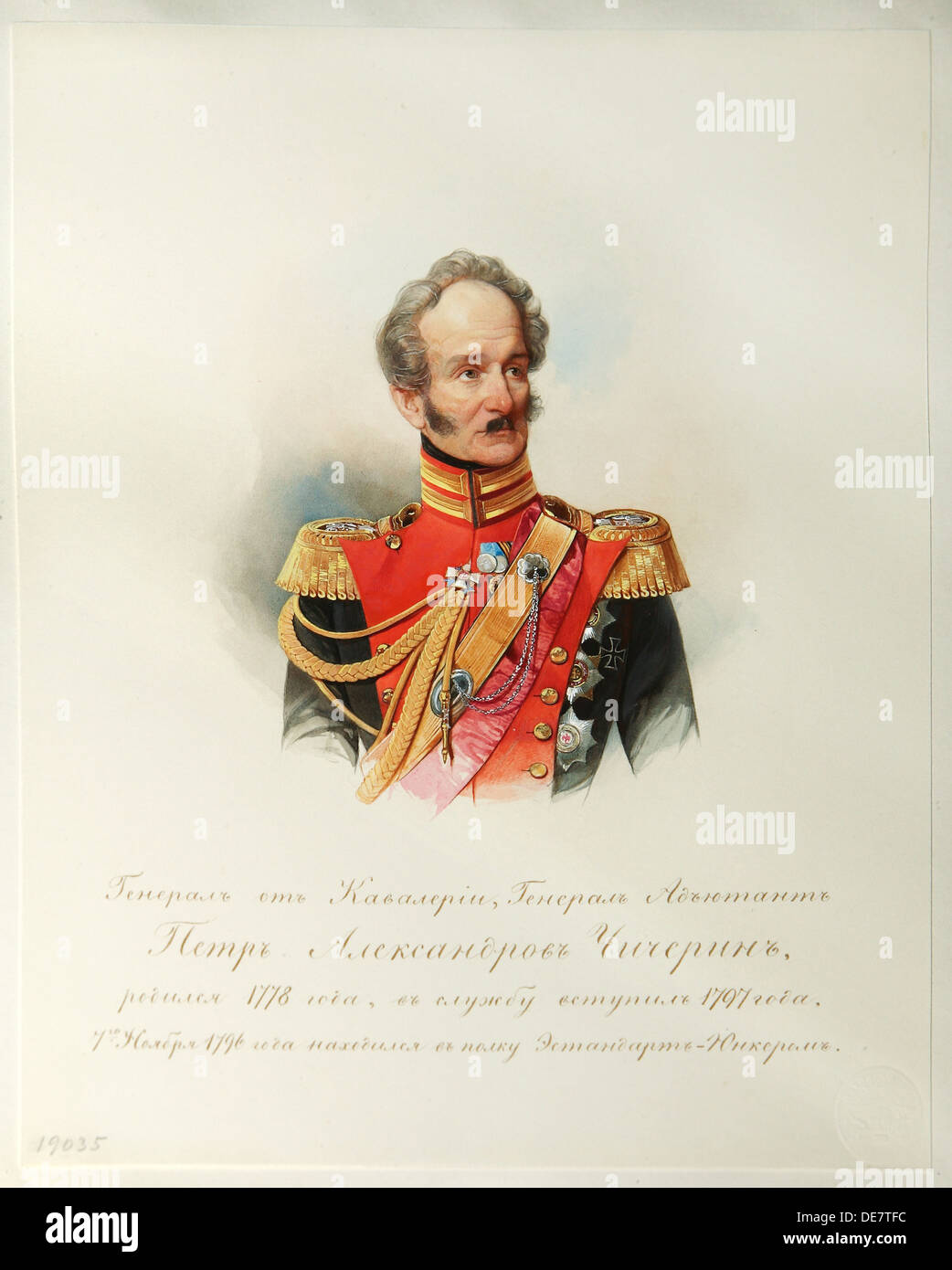 Portrait du général Piotr Alexandrovitch Tchitchérine (tiré de l'Album de la cavalerie de la Garde Impériale), 1846-1849. Artiste : Hau (Gau), Vladimir Ivanovitch (181 Banque D'Images