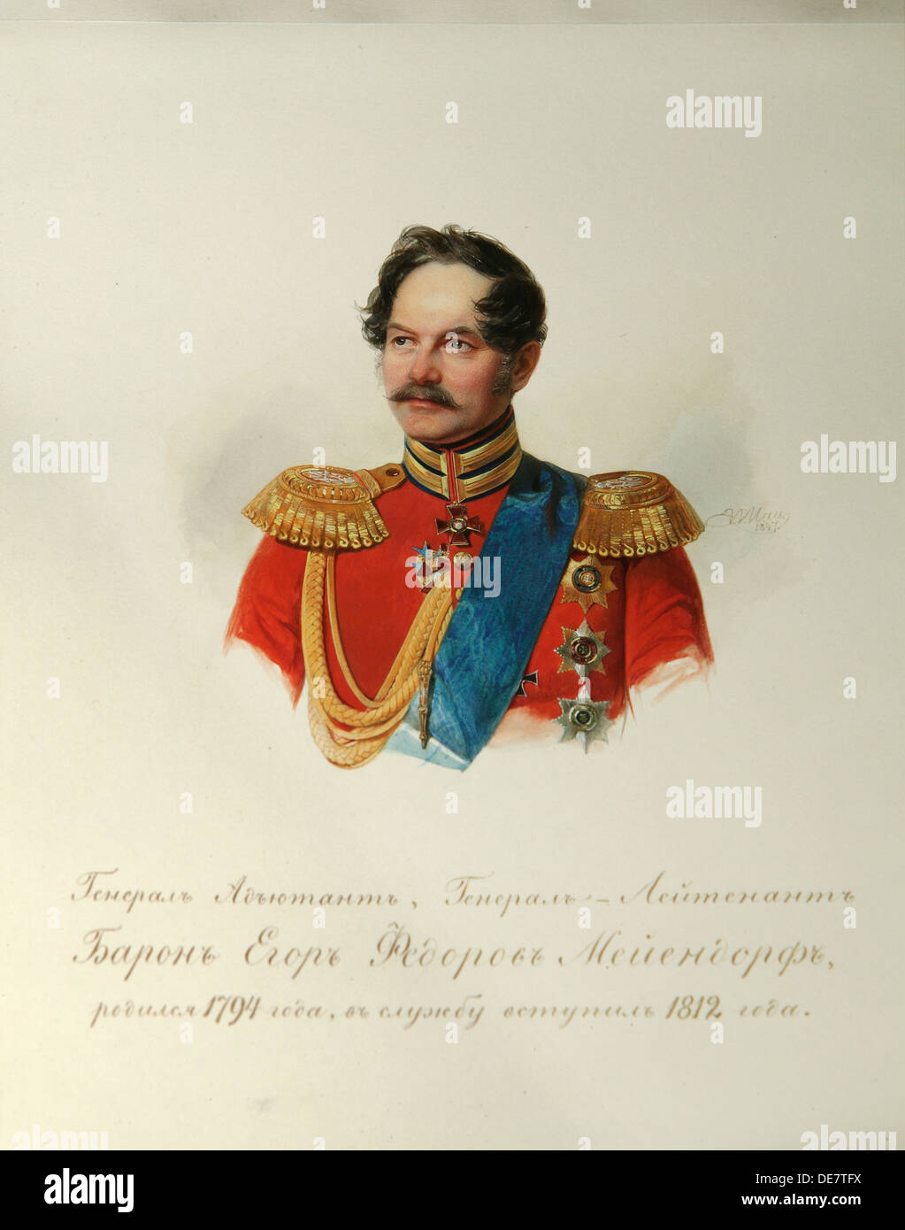 Portrait du général Yegor Fiodorovitch Meiendorf (1794-1879) (tiré de l'Album de la cavalerie de la Garde Impériale), 1846-1849. Artiste : Hau (Gau), Vladimir Ivan Banque D'Images
