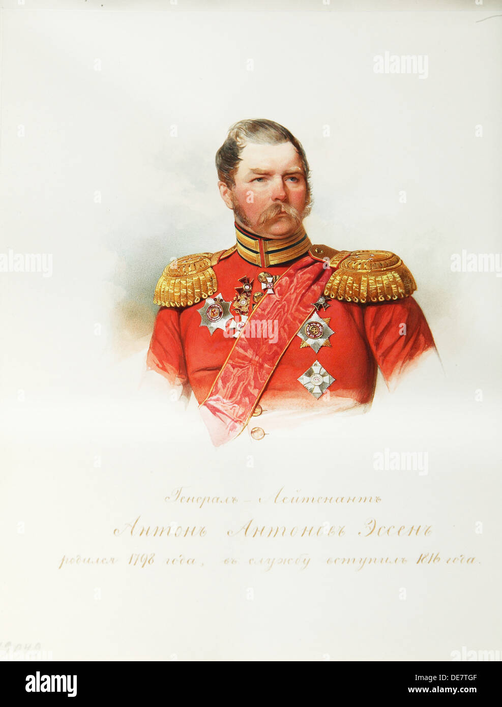 Portrait du général Anton Antonovitch von Essen (1797-1863) (tiré de l'Album de la cavalerie de la Garde Impériale), 1846-1849. Artiste : Hau (Gau), Vladimir Ivano Banque D'Images