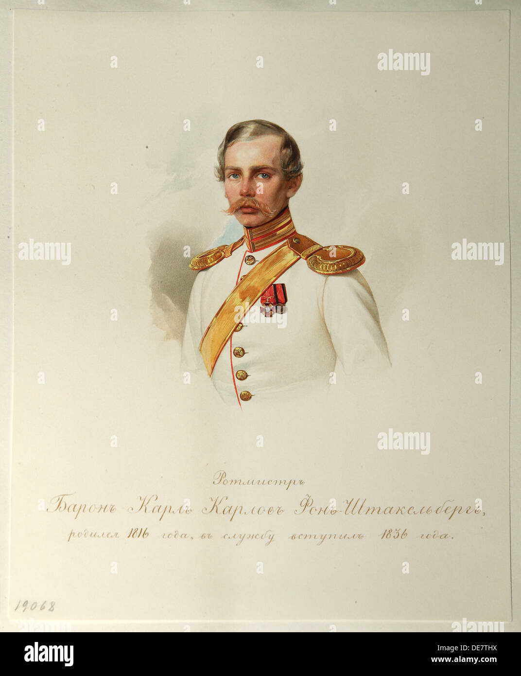 Portrait du baron Karl Karlovich von Stackelberg (1816-1887) (tiré de l'Album de la cavalerie de la Garde Impériale), 1846-1849. Artiste : Hau (Gau), Vladimir Iva Banque D'Images