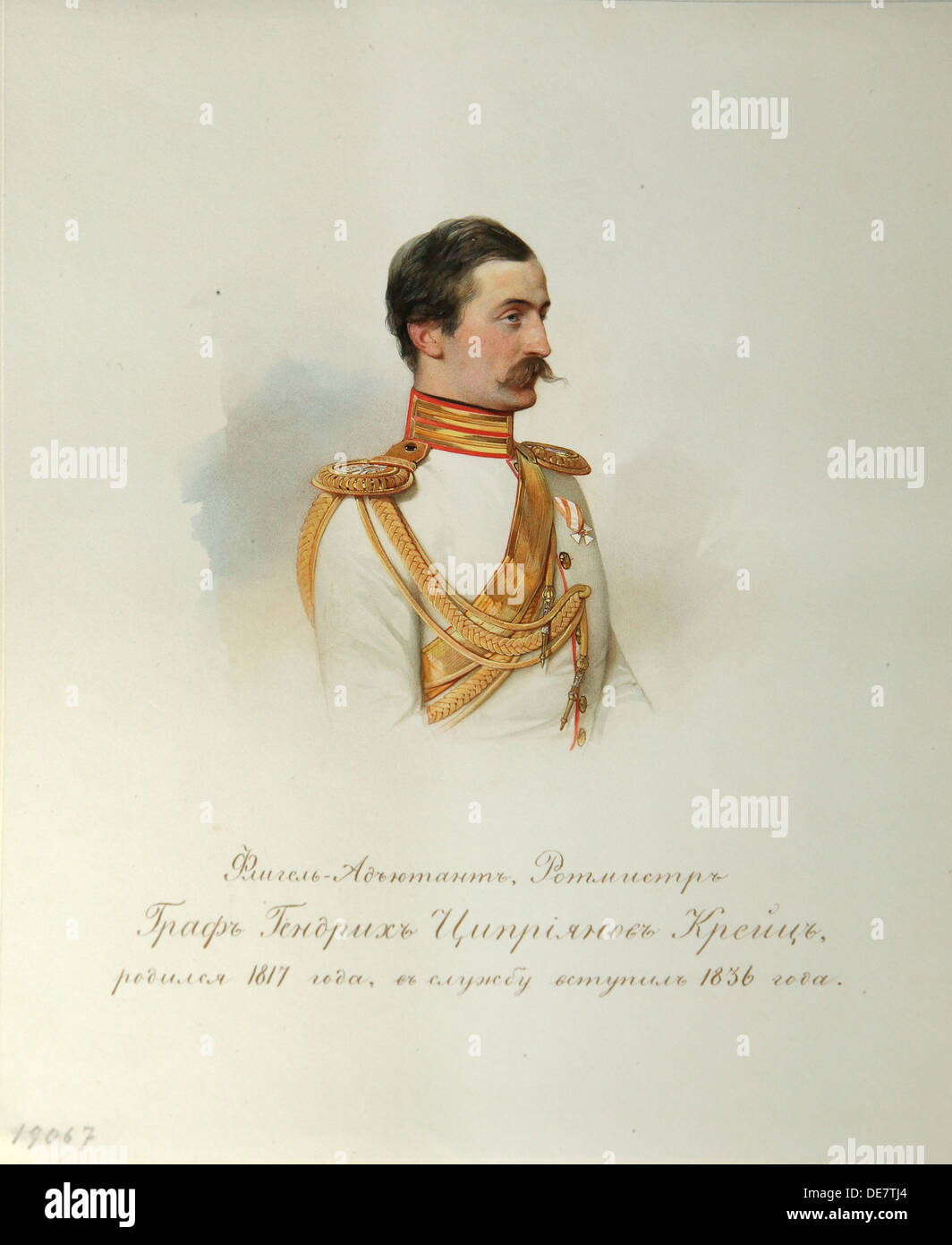 Portrait du Comte Heinrich von Cyprianovich Kreutz (tiré de l'Album de la cavalerie de la Garde Impériale), 1846-1849. Artiste : Hau (Gau), Vladimir Ivanovitch (18 Banque D'Images