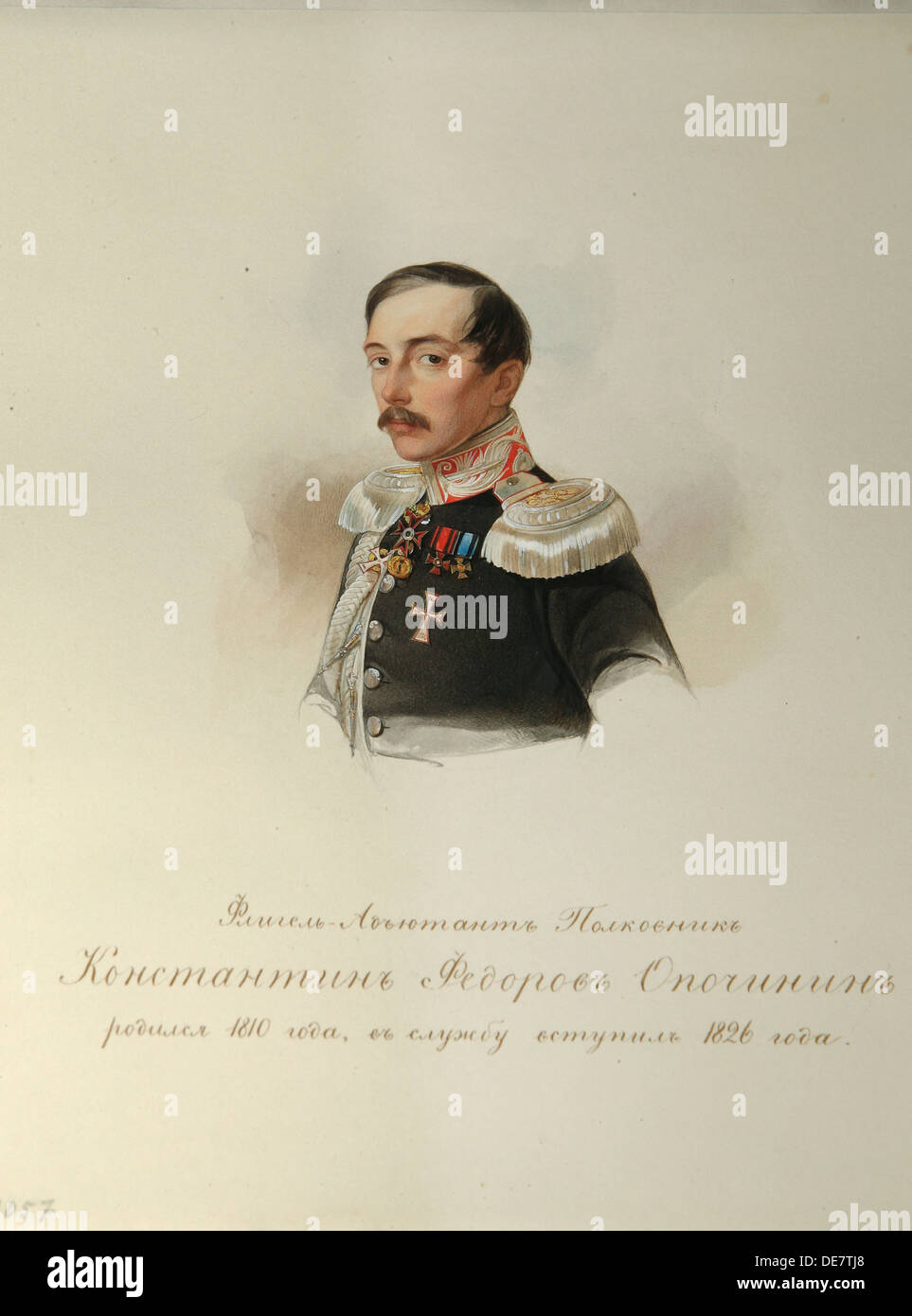 Portrait de Constantin Fiodorovitch Opochinin (1808-1848) (tiré de l'Album de la cavalerie de la Garde Impériale), 1846-1849. Artiste : Hau (Gau), Vladimir Ivanovi Banque D'Images