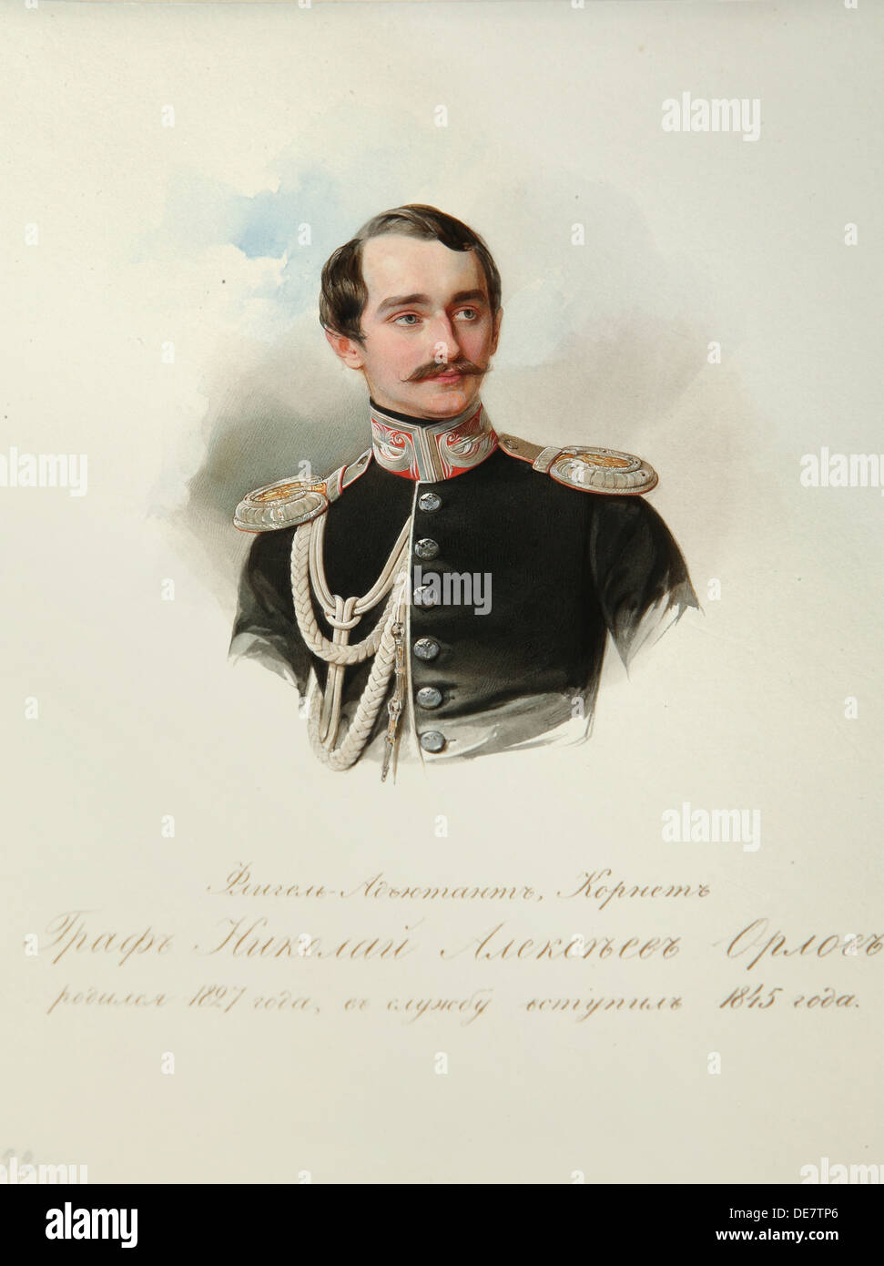 Portrait du Comte Nikolai Alexeyevitch Orlov (1827-1885) (tiré de l'Album de la cavalerie de la Garde Impériale), 1846-1849. Artiste : Hau (Gau), Vladimir Ivanovic Banque D'Images