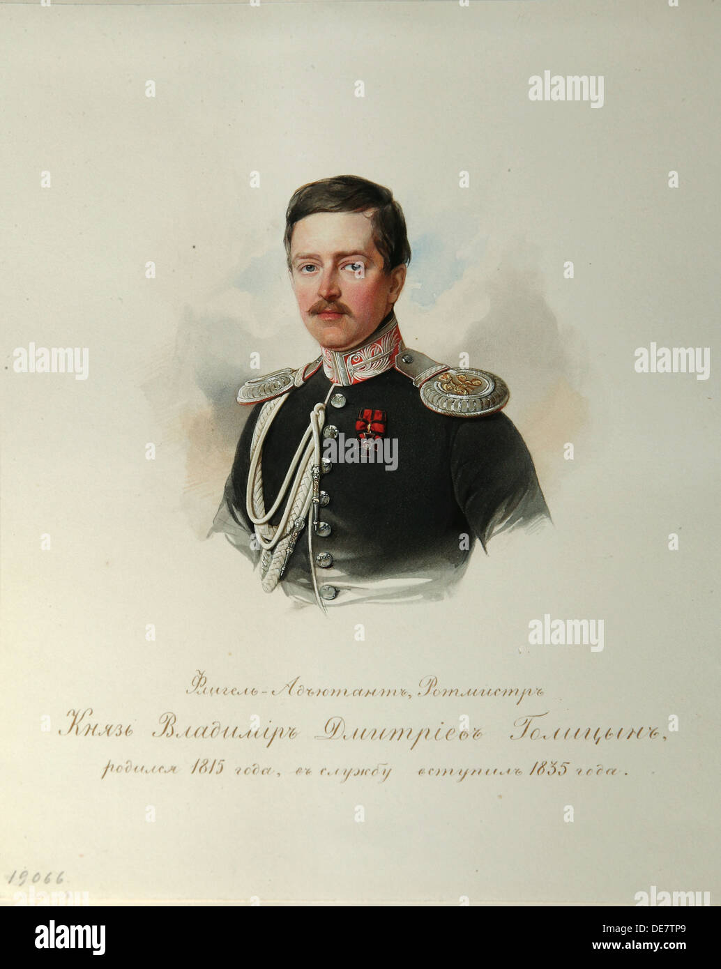 Portrait de Pierre Prince Vladimir Golitsyn (1815-1888) (tiré de l'Album de la cavalerie de la Garde Impériale), 1846-1849. Artiste : Hau (Gau), Vladimir iv Banque D'Images