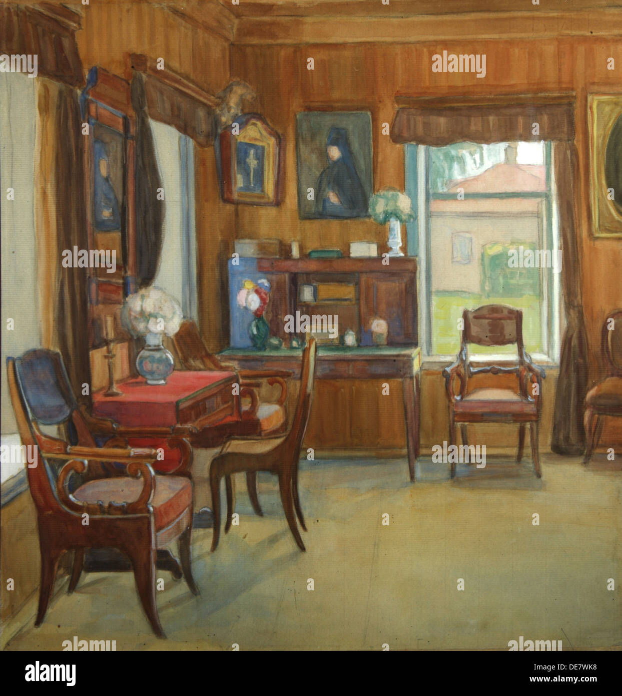 L'intérieur à la Chambre en Chegodayevo, village des années 1900. Artiste : Korovina, Olga Nikolaïevna (active 1900s) Banque D'Images