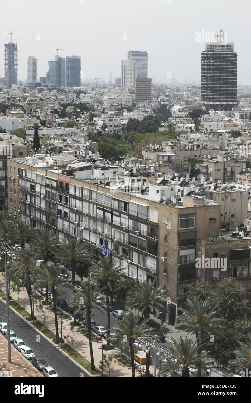 Rabin Square vu depuis le toit de l'hôtel de ville, Tel Aviv, Israël Banque D'Images