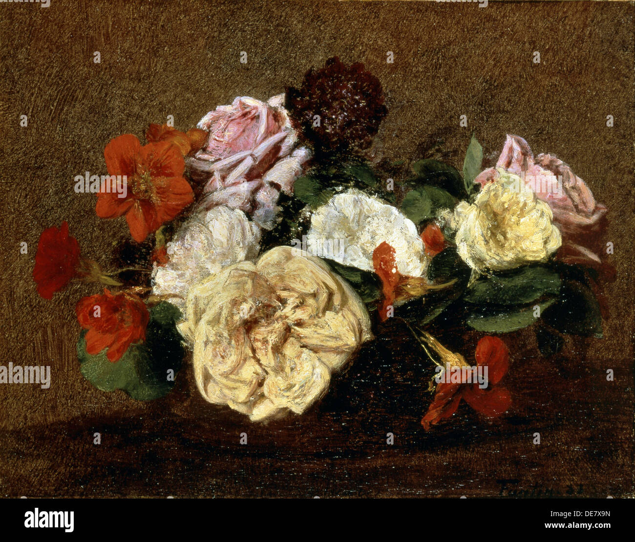 Roses et les capucines dans un vase', 1883. Banque D'Images