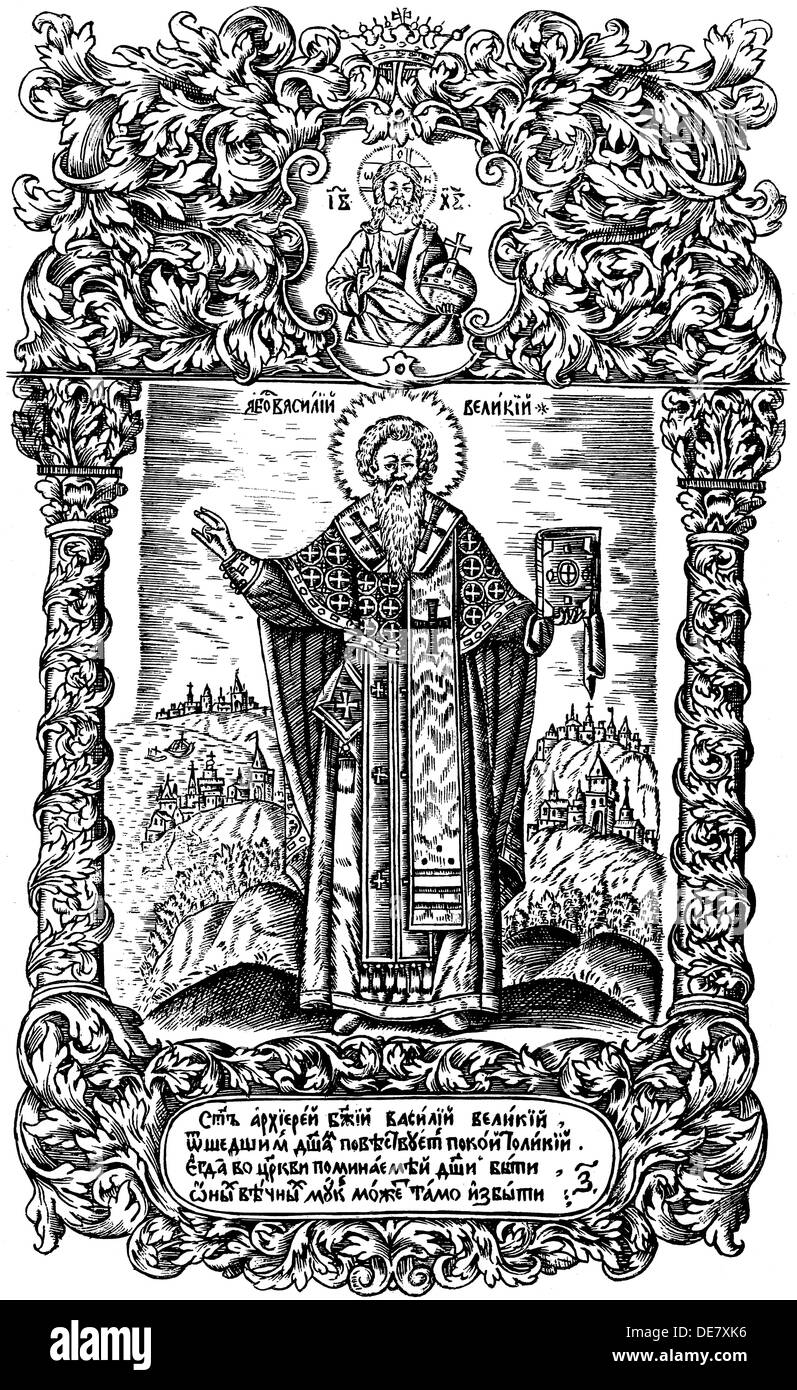 Saint Basile le Grand. Illustration pour le livre Synodicon, 1700. Banque D'Images