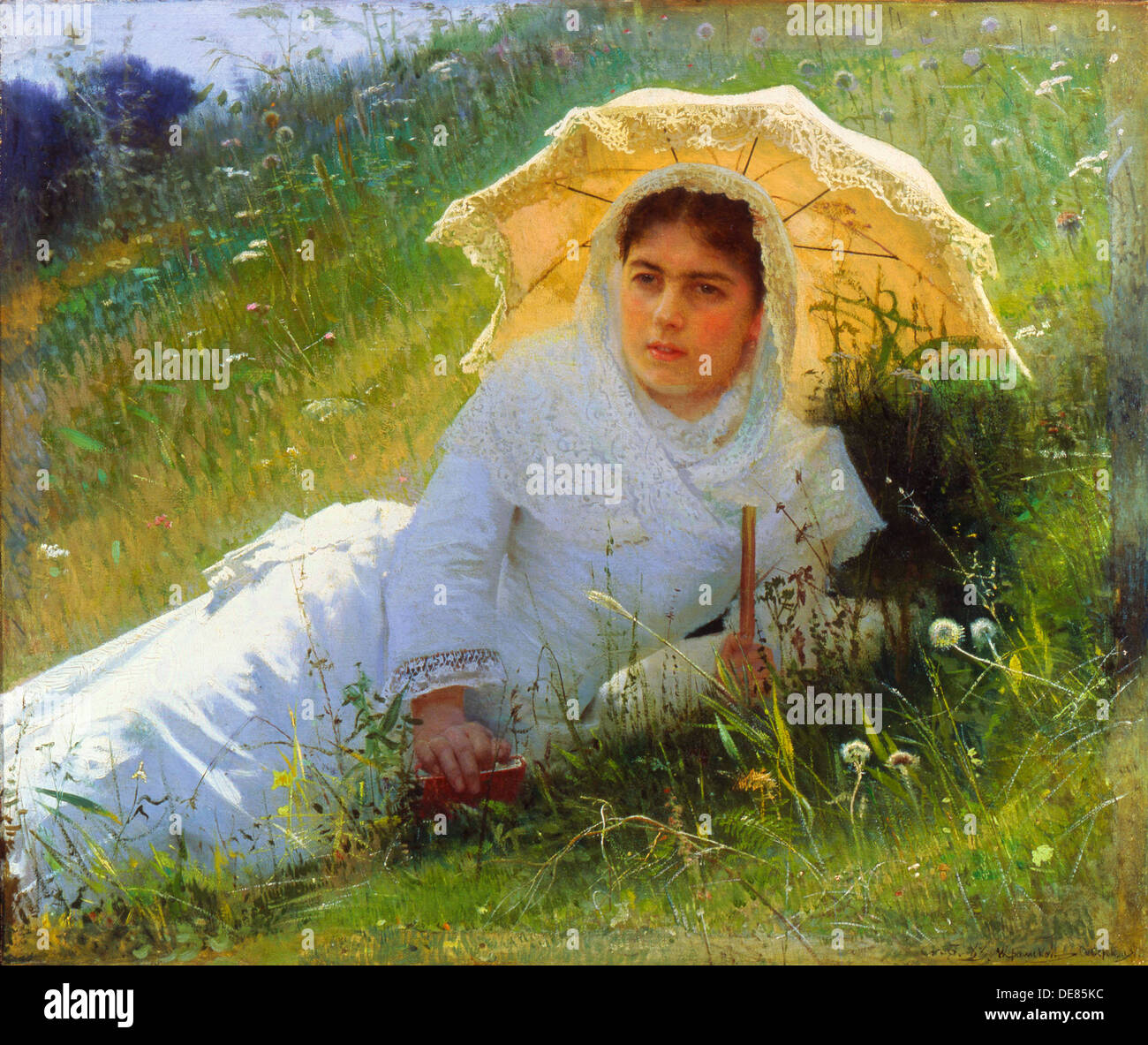 'Une journée chaude (sur l'herbe. Midi)', 1883. Artiste : Ivan Kramskoï Banque D'Images