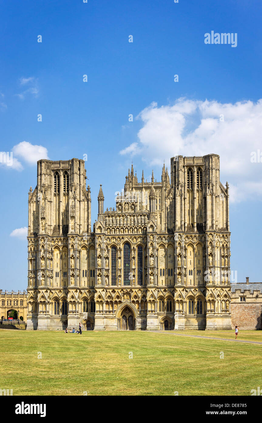 Wells Cathedral et Wells, Somerset, Royaume-Uni, Banque D'Images