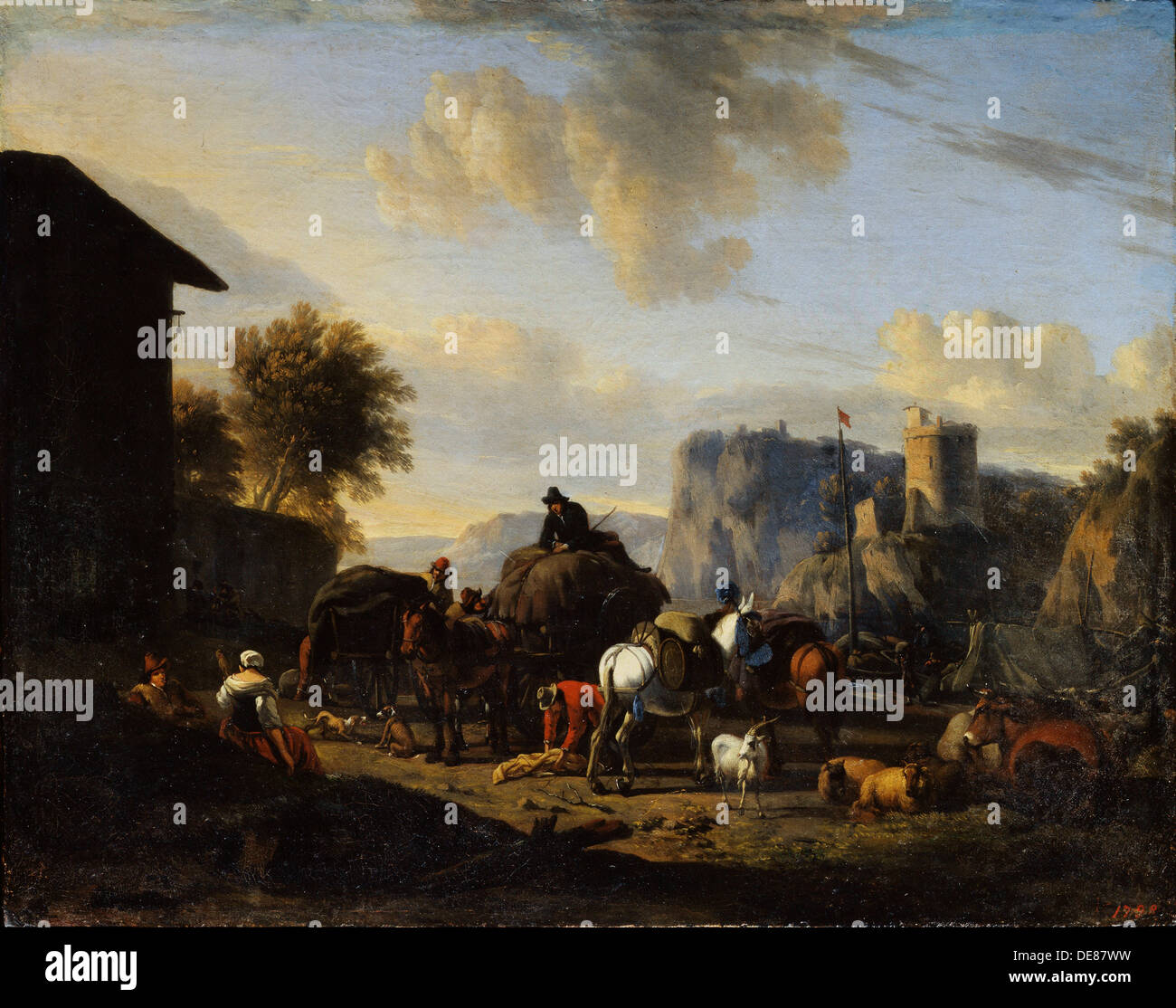 "Le reste du convoi', 17ème siècle. Artiste : Nicolaes Berchem Banque D'Images