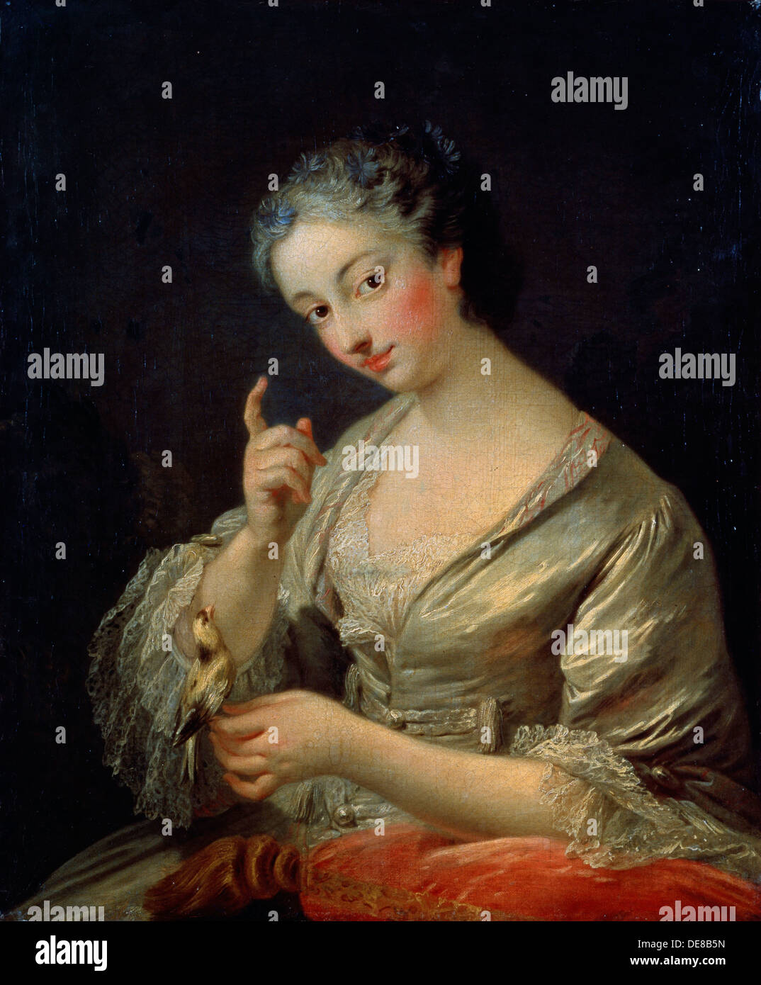"Lady avec un oiseau', 18e siècle. Artiste : Louis Michel van Loo Banque D'Images