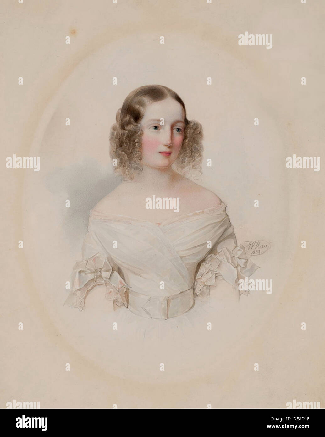 Portrait de la Grande-Duchesse Olga Nikolaïevna de Russie (1822-1892), Reine de Wurtemberg, 1838. Artiste : Hau (Gau), Vladimir Ivanovitch (1816-1895) Banque D'Images