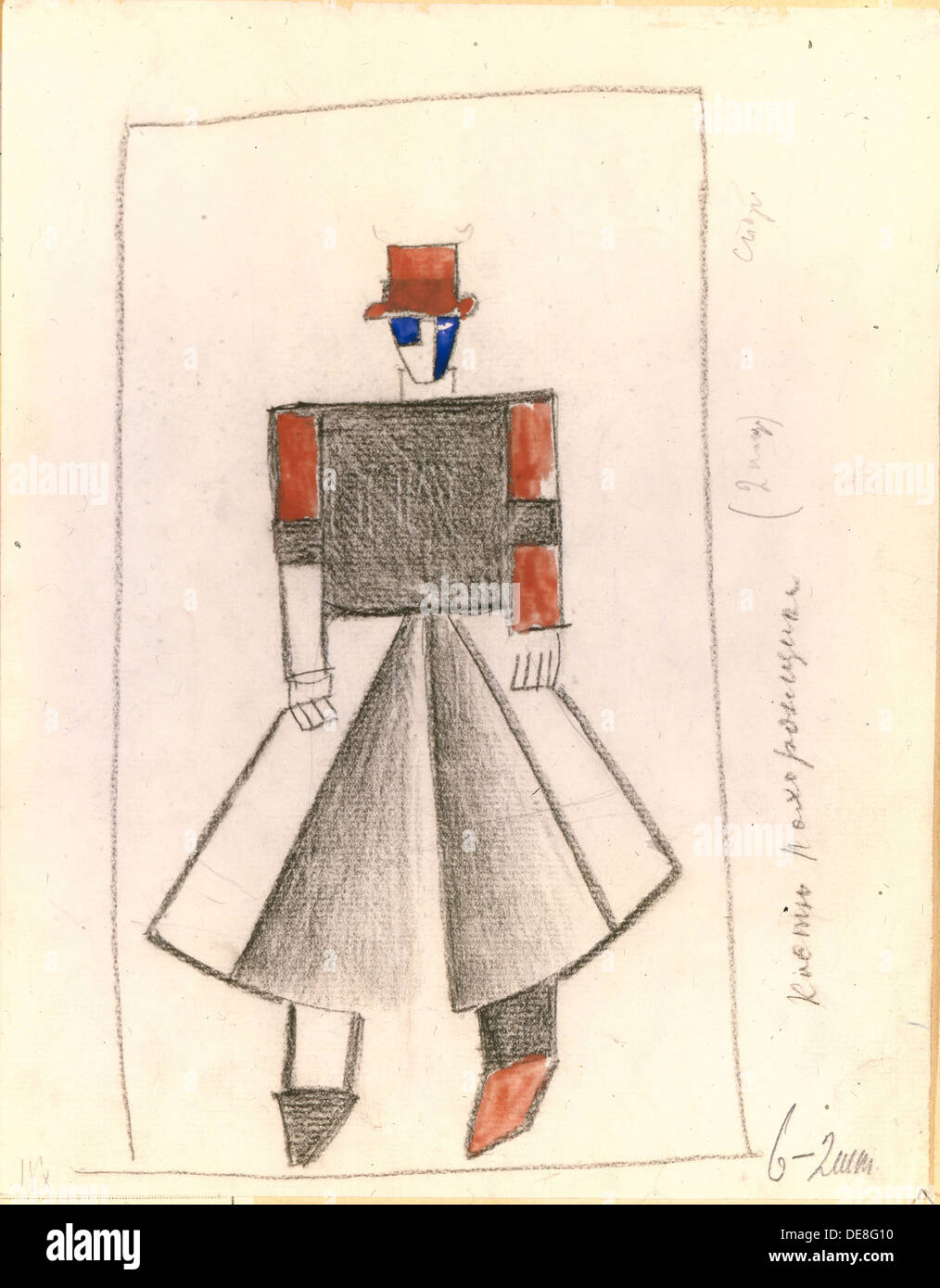 Fossoyeur. La conception de costumes pour l'opéra victoire sur le soleil après A. Kruchenykh, 1913. Artiste : Kasimir Severinovitch Malevitch, (1878-1935) Banque D'Images