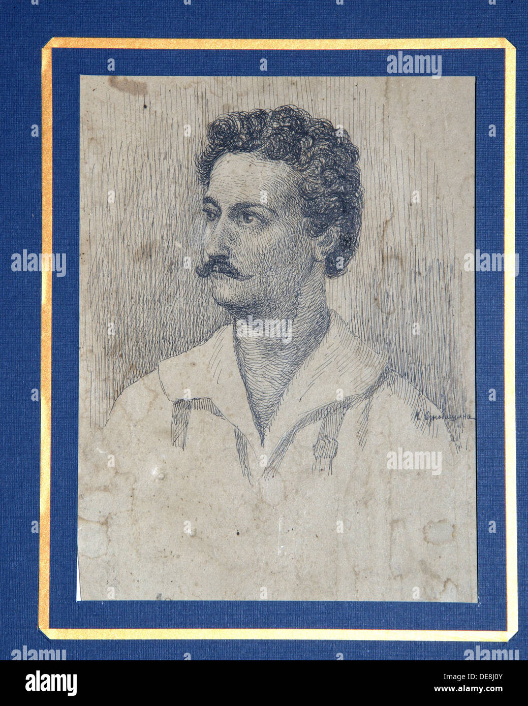 Portrait de l'Decembrist Sergey Krivtsov (1802-1864). Artiste : Oznobishin, Dmitri Petrovitch (1804-1877) Banque D'Images