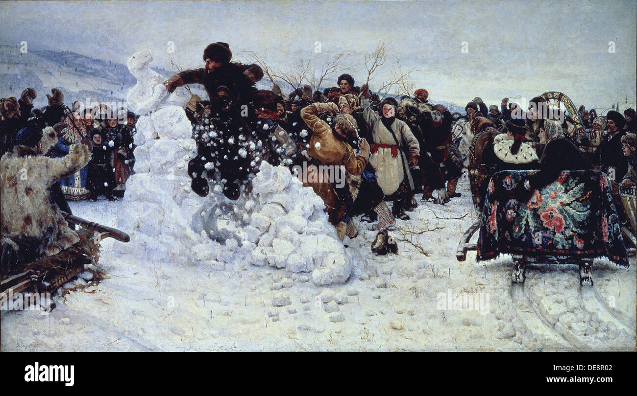 Tempête de neige forteresse, 1891. Artiste : Sourikov, Vasili Ivanovitch (1848-1916) Banque D'Images