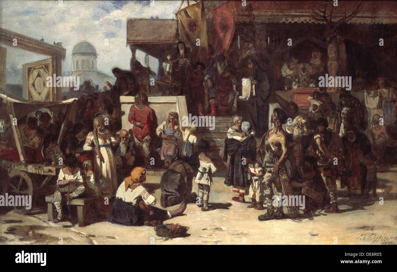 L'arrêt de de Grand Prince, 1874. Artiste : Sourikov, Vasili Ivanovitch (1848-1916) Banque D'Images