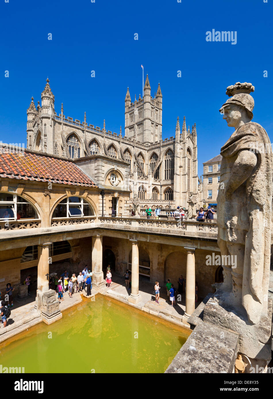 Les thermes romains, le grand bain, la seule sources chaudes dans le Royaume-Uni, le centre-ville de Bath North East Somerset England UK GB EU Europe Banque D'Images