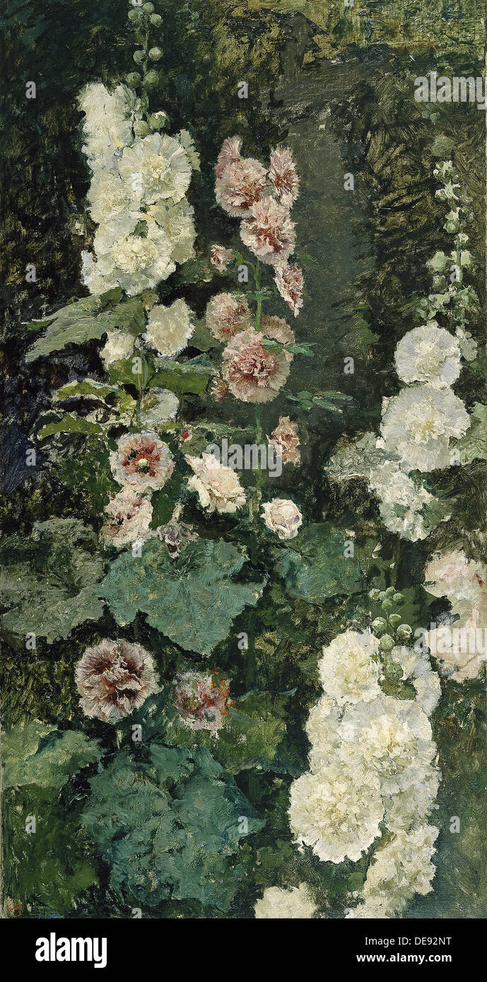 Roses trémières, 1872. Artiste : Marià Fortuny, (1838-1874) Banque D'Images