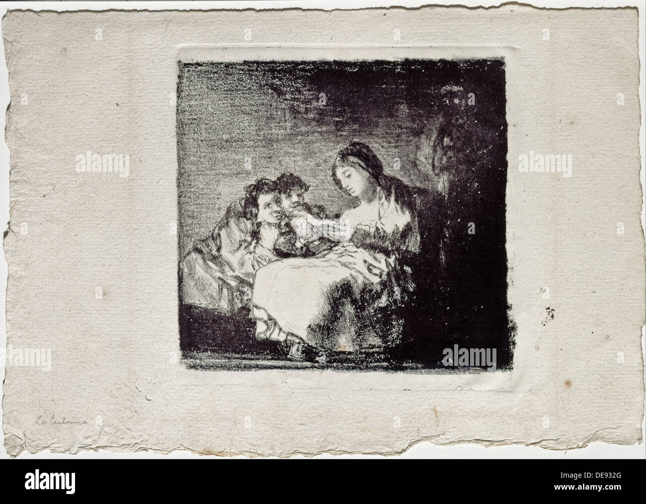 Femme lisant à deux enfants (La lectura), 1819-1825. Artiste : Goya, Francisco de (1746-1828) Banque D'Images