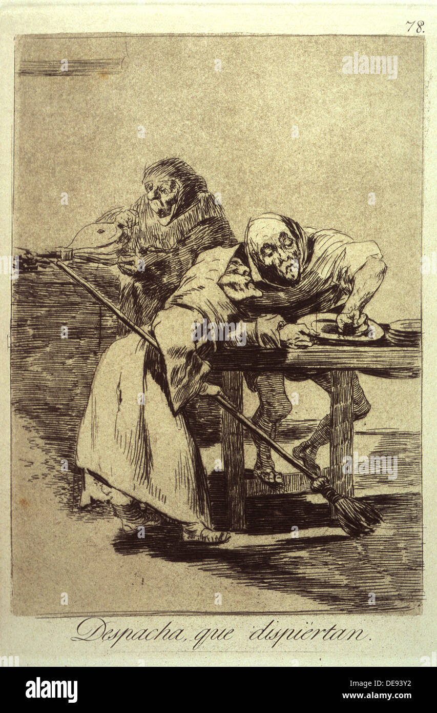 The Dispiertan Despacha (être rapide, on se réveille), la plaque 78 de Los Caprichos, 1799. Artiste : Goya, Francisco de (1746-1828) Banque D'Images