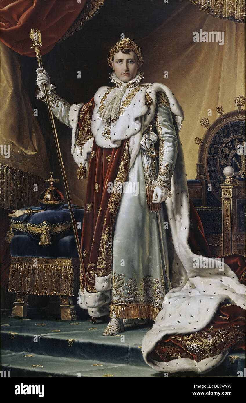 Portrait de l'Empereur Napoléon I Bonaparte (1769-1821) dans son couronnement Robes, ca 1804. Artiste : Gérard, François Pascal Simon (1770-1837) Banque D'Images