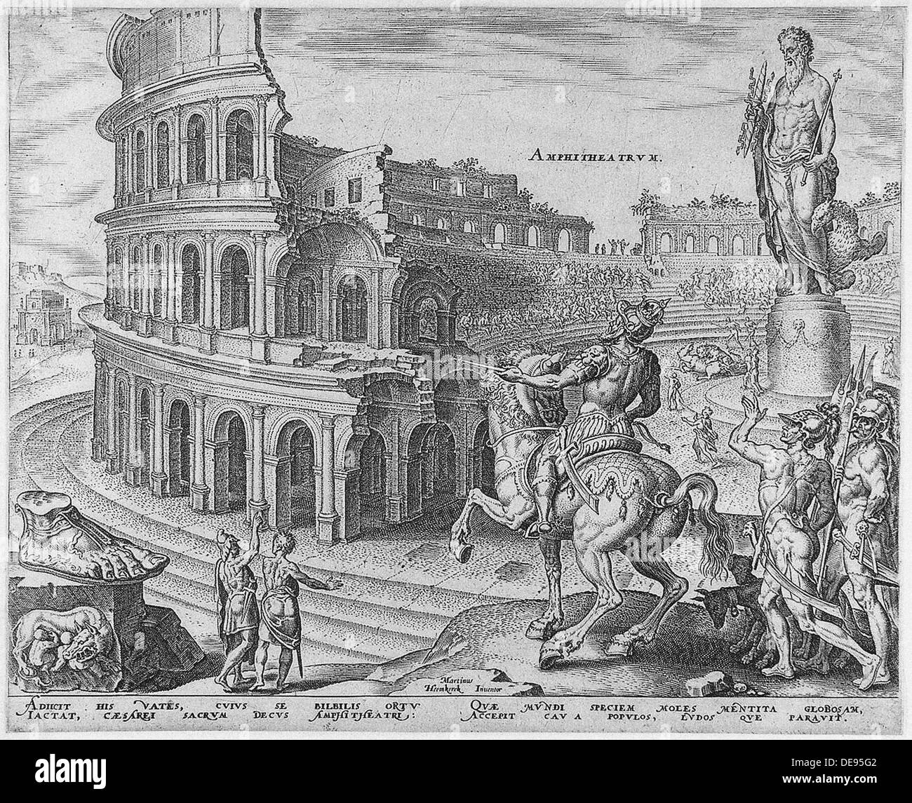 Le Colisée à Rome (de la série La huitième Merveille du Monde) Après Maarten van Heemskerck, 1572. Artiste : Galle, Philipp (1537-1612) Banque D'Images