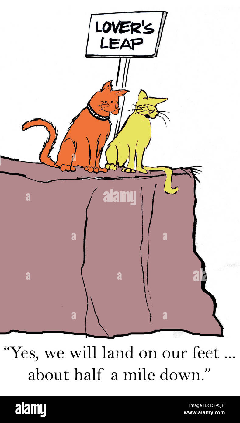 "Oui, nous allons débarquer sur nos pieds ... à environ un demi mile vers le bas." Banque D'Images