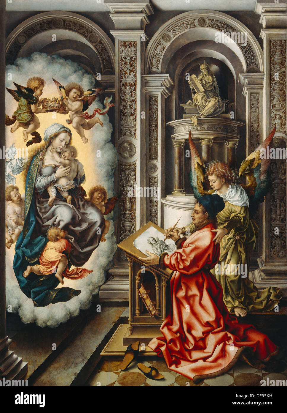 Saint Luc peignant la Vierge, c. 1520. Artiste : Gossaert, Jan (ca. 1478-1532) Banque D'Images