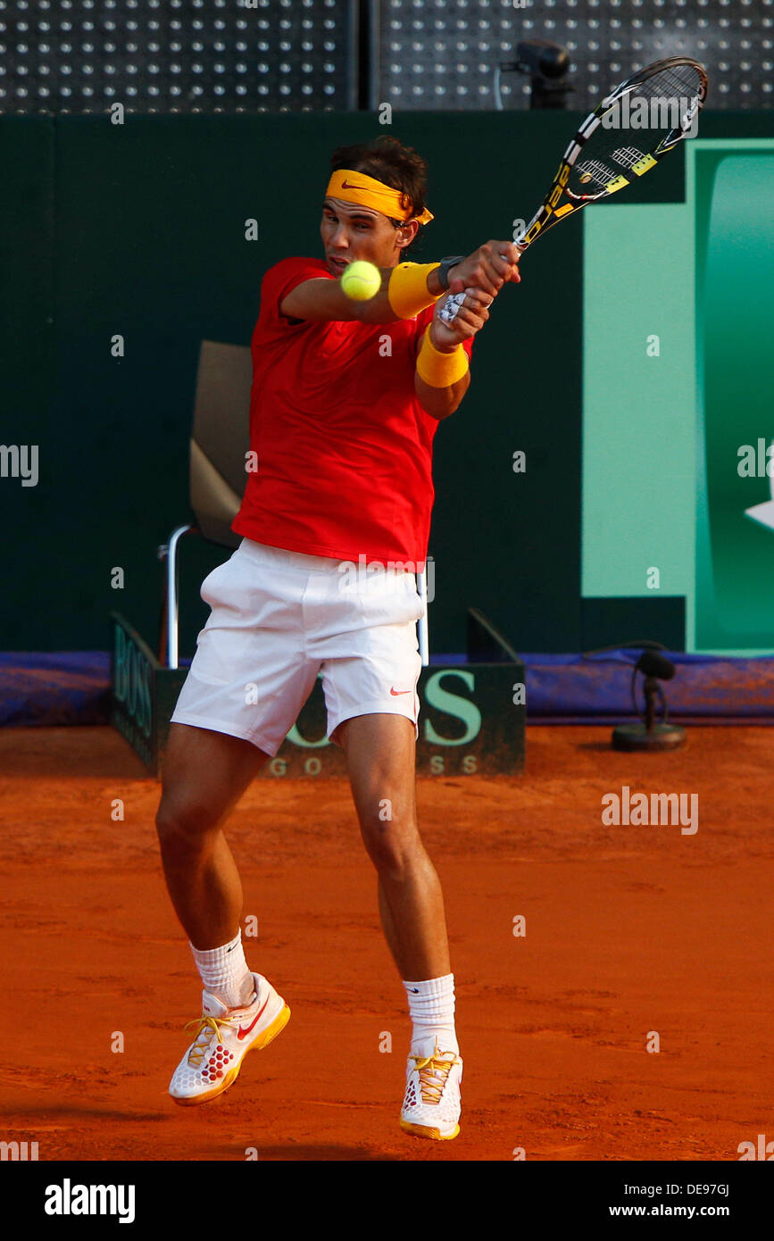 Madrid, Espagne, World Group Play-off tournoi Copa Davis l'Espagne contre l'Ukraine. 13e Août, 2013. Picture Show Rafael Nadal au cours de premier jour de la Caja Magica. Credit : Action Plus Sport/Alamy Live News Banque D'Images