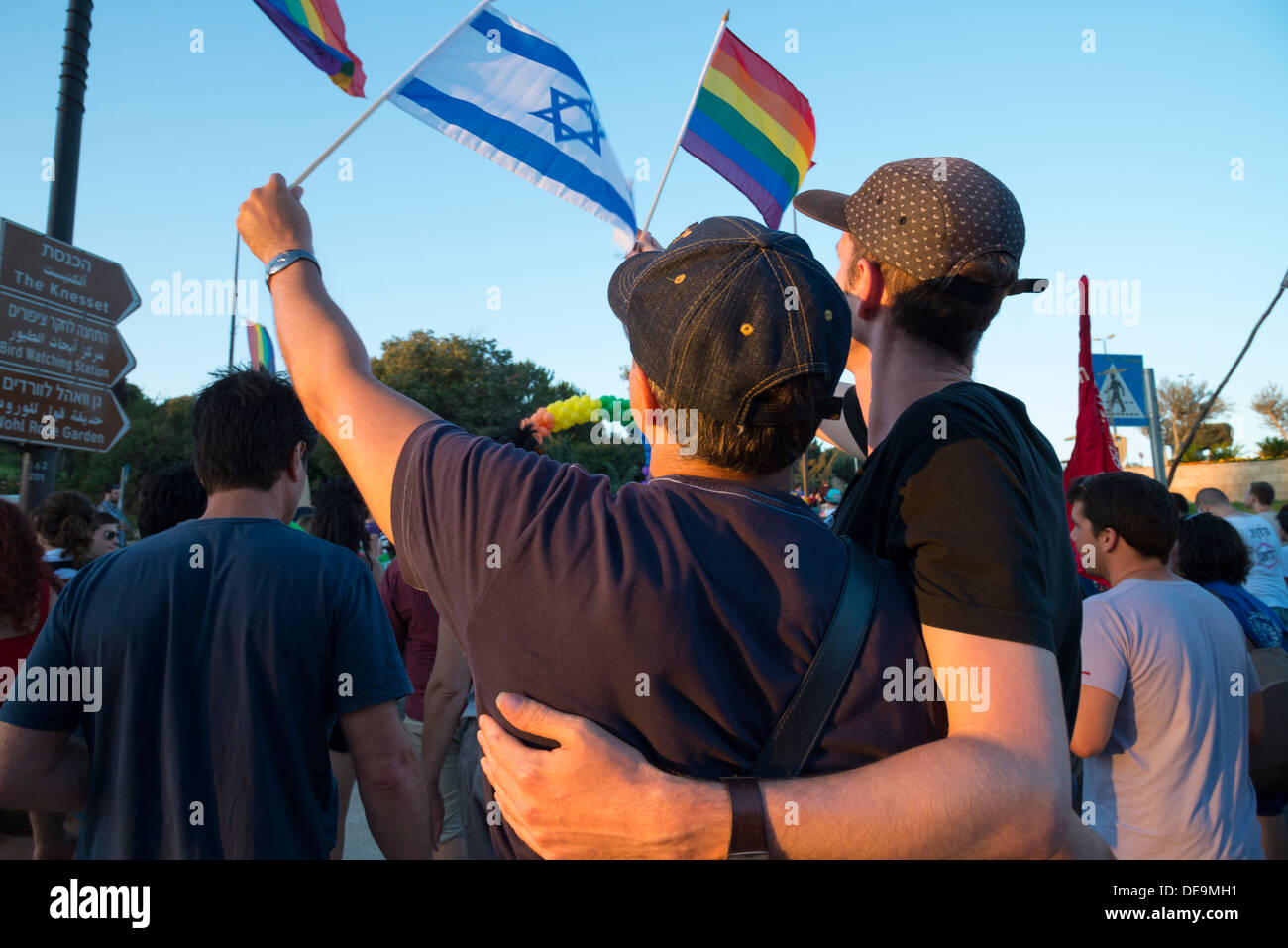 Gay Parade. La Jérusalem pour mars 2013 la fierté et la tolérance. Jérusalem. Israël. Banque D'Images