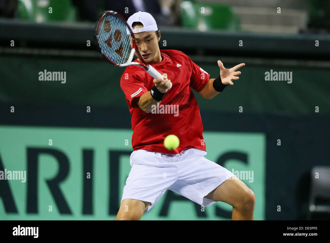 Tokyo, Japon. 13 sept., 2013. Go Soeda (JPN), 13 septembre 2013 - Tennis : Coupe Davis par BNP Paribas 2013 World Group Play-off deuxième des célibataires jeu, Japon 2-3 Colombie-Britannique à Ariake Coliseum, Tokyo, Japon. © Yusuke Nakanishi/AFLO SPORT/Alamy Live News Banque D'Images