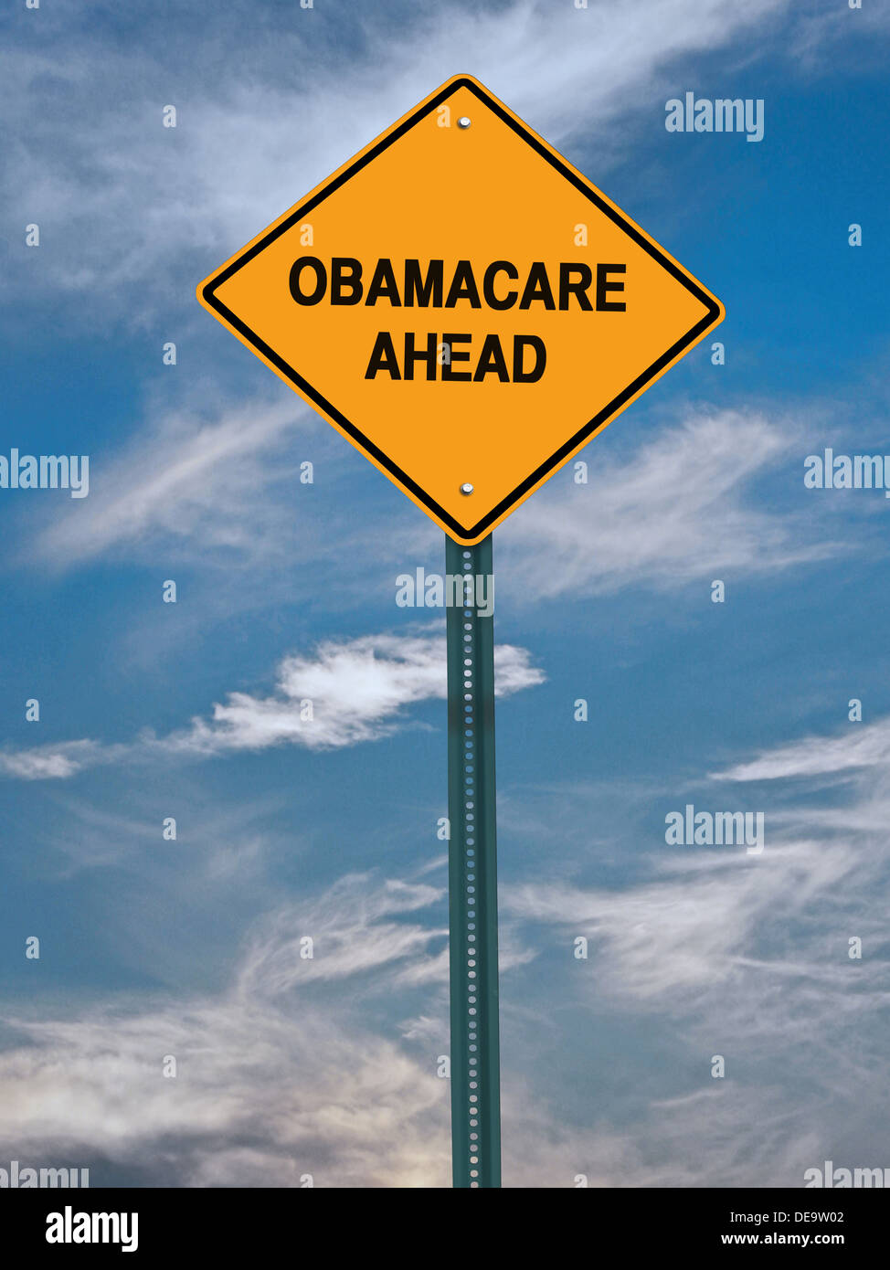 Avant directionnel obamacare conceptuel post plus de ciel bleu Banque D'Images