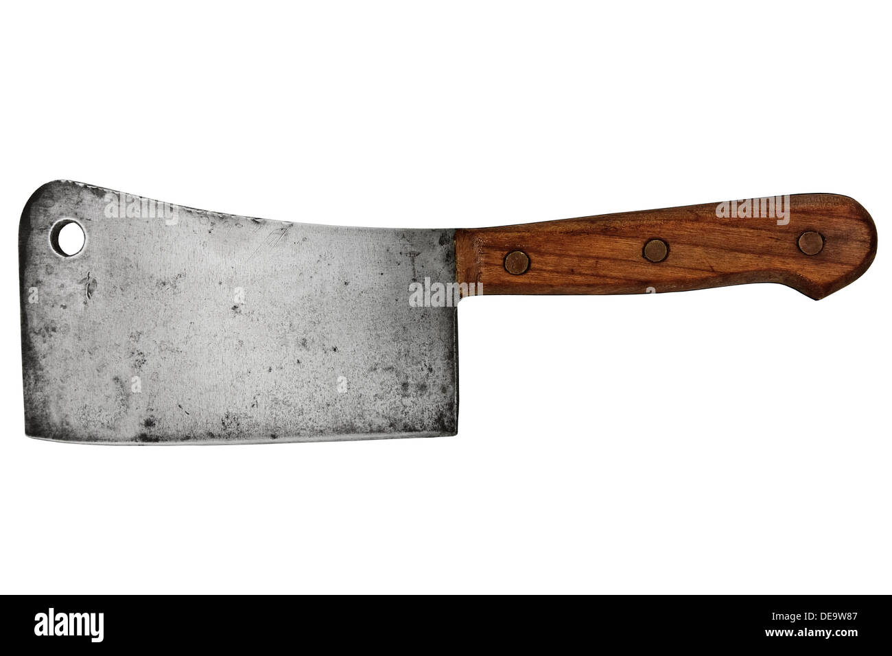 Vintage couperet à viande isolated over white background,clipping path Banque D'Images
