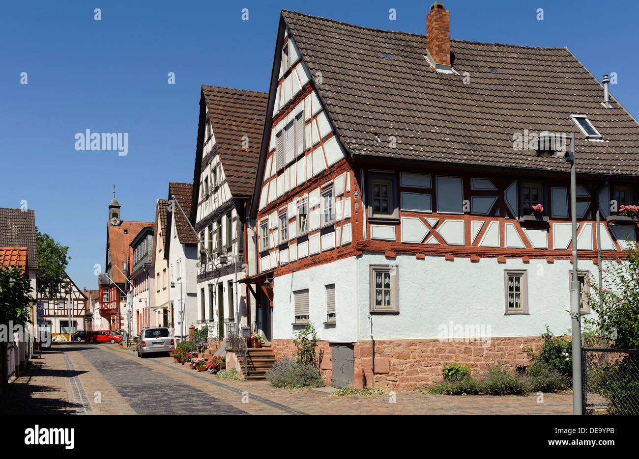Maisons à colombages de Woerth sur Main, Bavière, Allemagne Banque D'Images