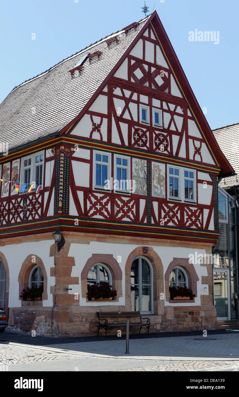 Hôtel de ville historique de 1584 dans la région de Wenigumstadt, Bavière, Allemagne Banque D'Images