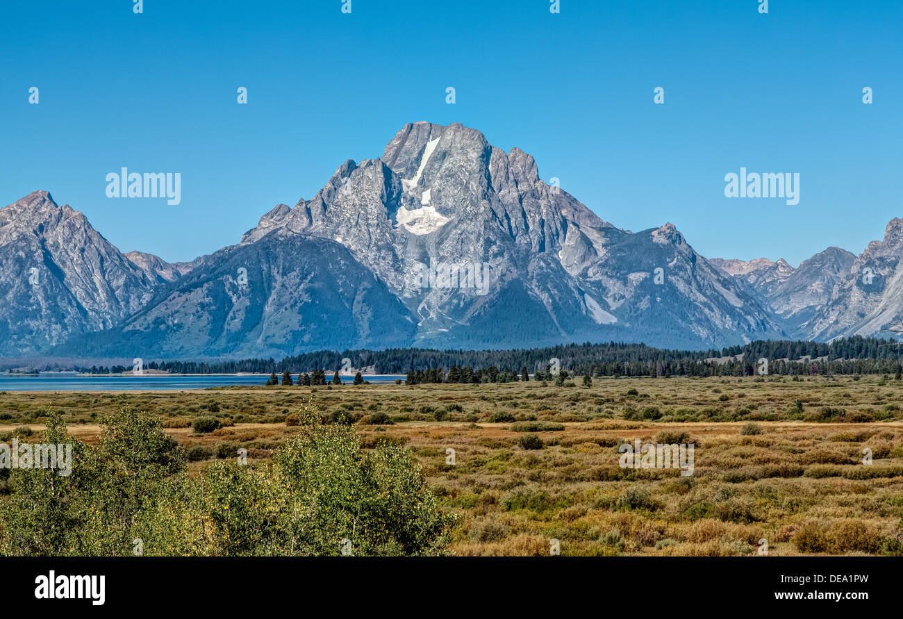 C'est une image du Mont Moran, une partie de la Grand Tetons dans le Wyoming. Banque D'Images