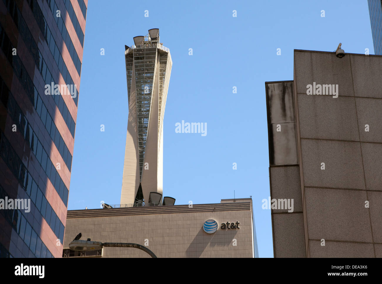 Une vue sur la station de commutation à l'AT&T Tower dans le centre-ville de Los Angeles, Californie Banque D'Images