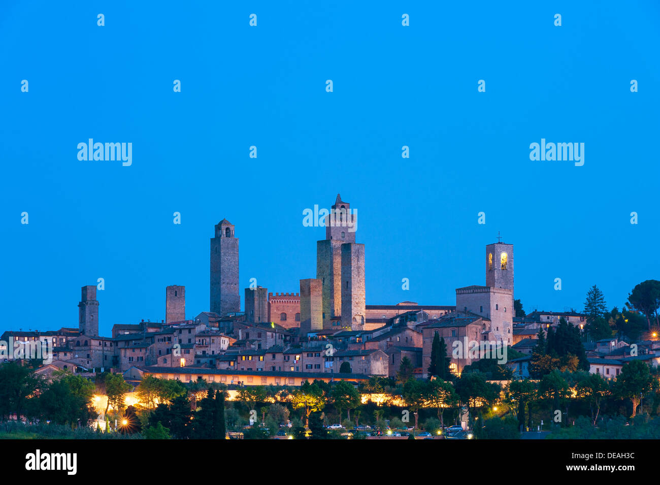 San Gimignano Toscane au crépuscule Banque D'Images