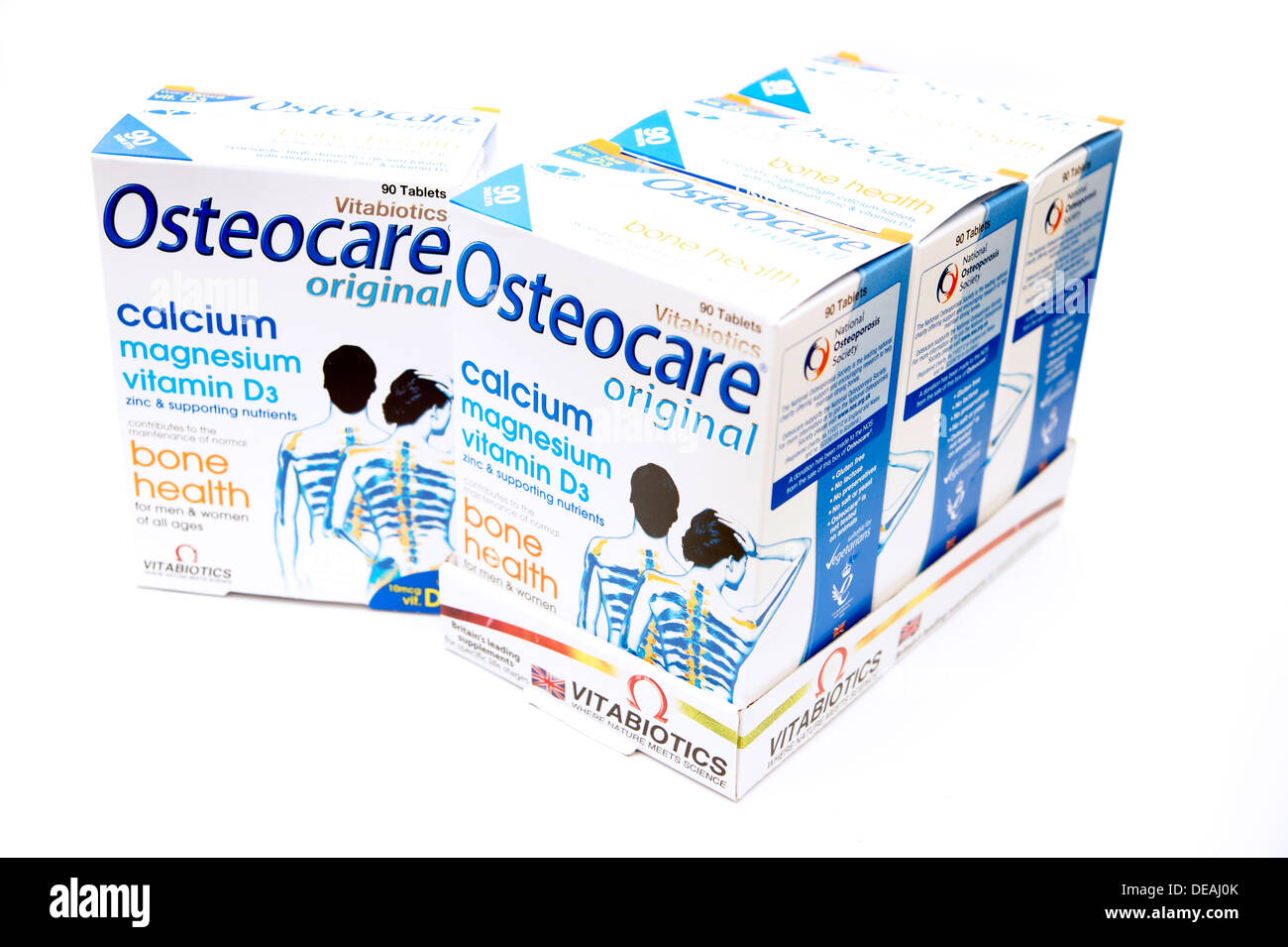 Comprimés Osteocare (calcium magnésium vitamine D zinc & soutenir nutriments pour lutter contre l'ostéoporose Banque D'Images
