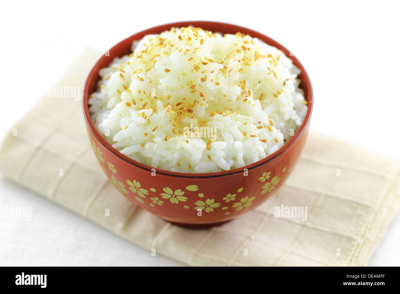 Riz japonais avec des graines de sésame rôties Banque D'Images