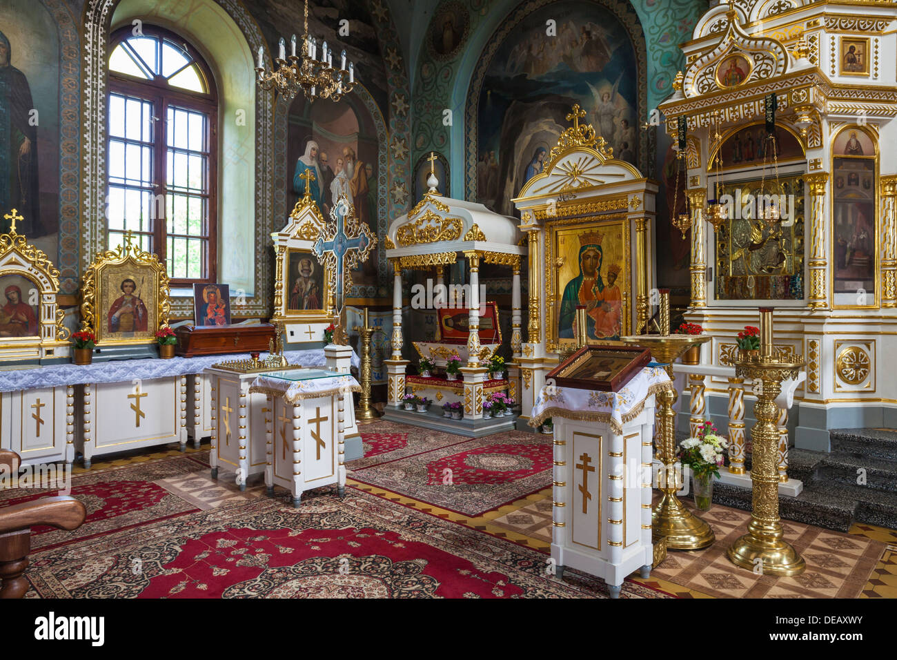 L'intérieur de l'église orthodoxe en Jableczna, Pologne Banque D'Images