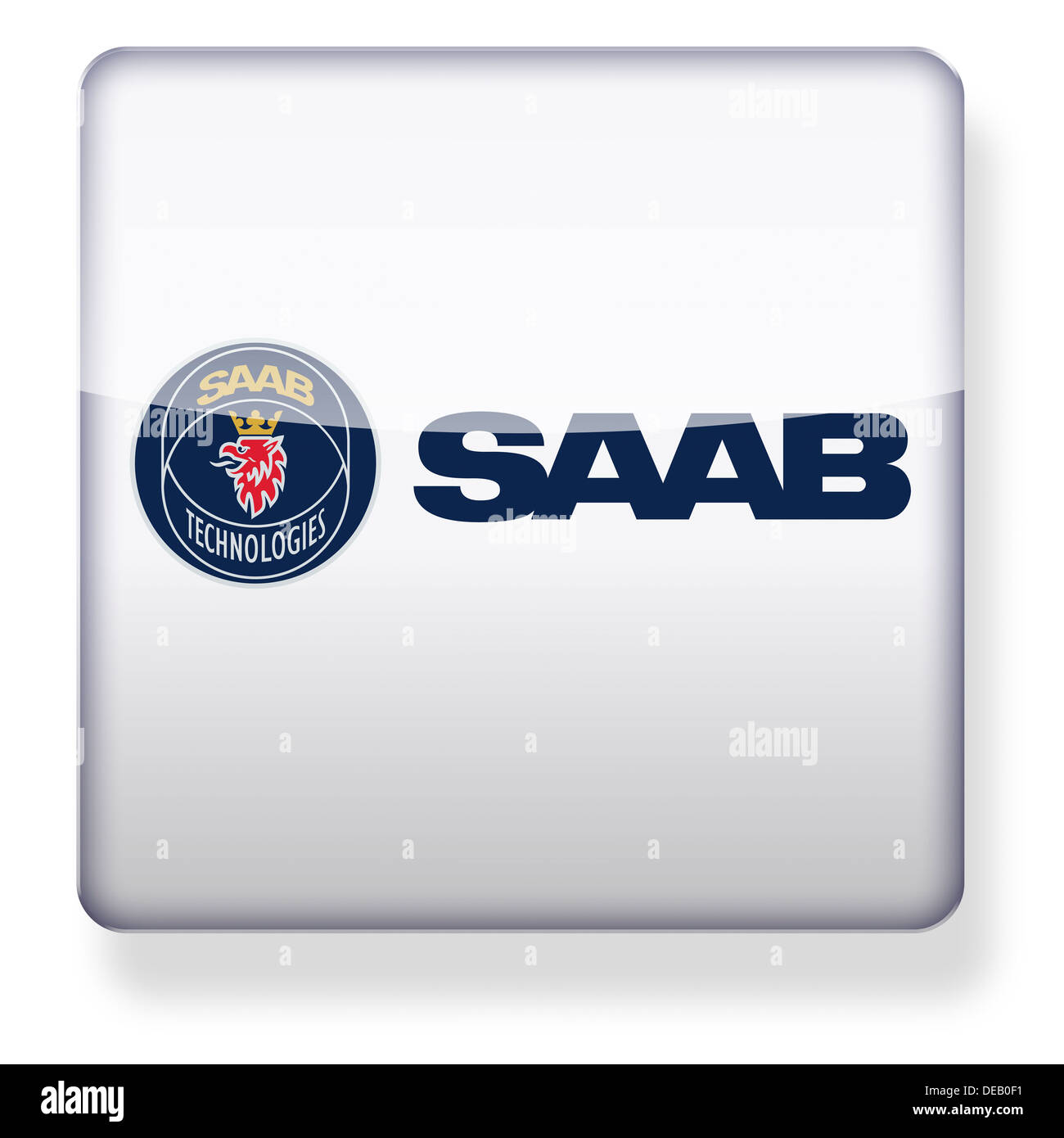 Logo Saab comme une icône de l'application. Chemin de détourage inclus. Banque D'Images