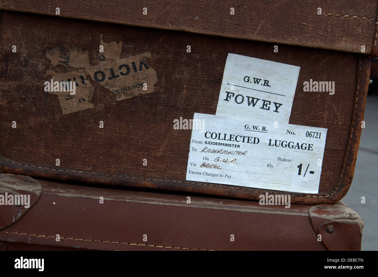 Severn Valley Railway, vieille valises sur station de Kidderminster Banque D'Images