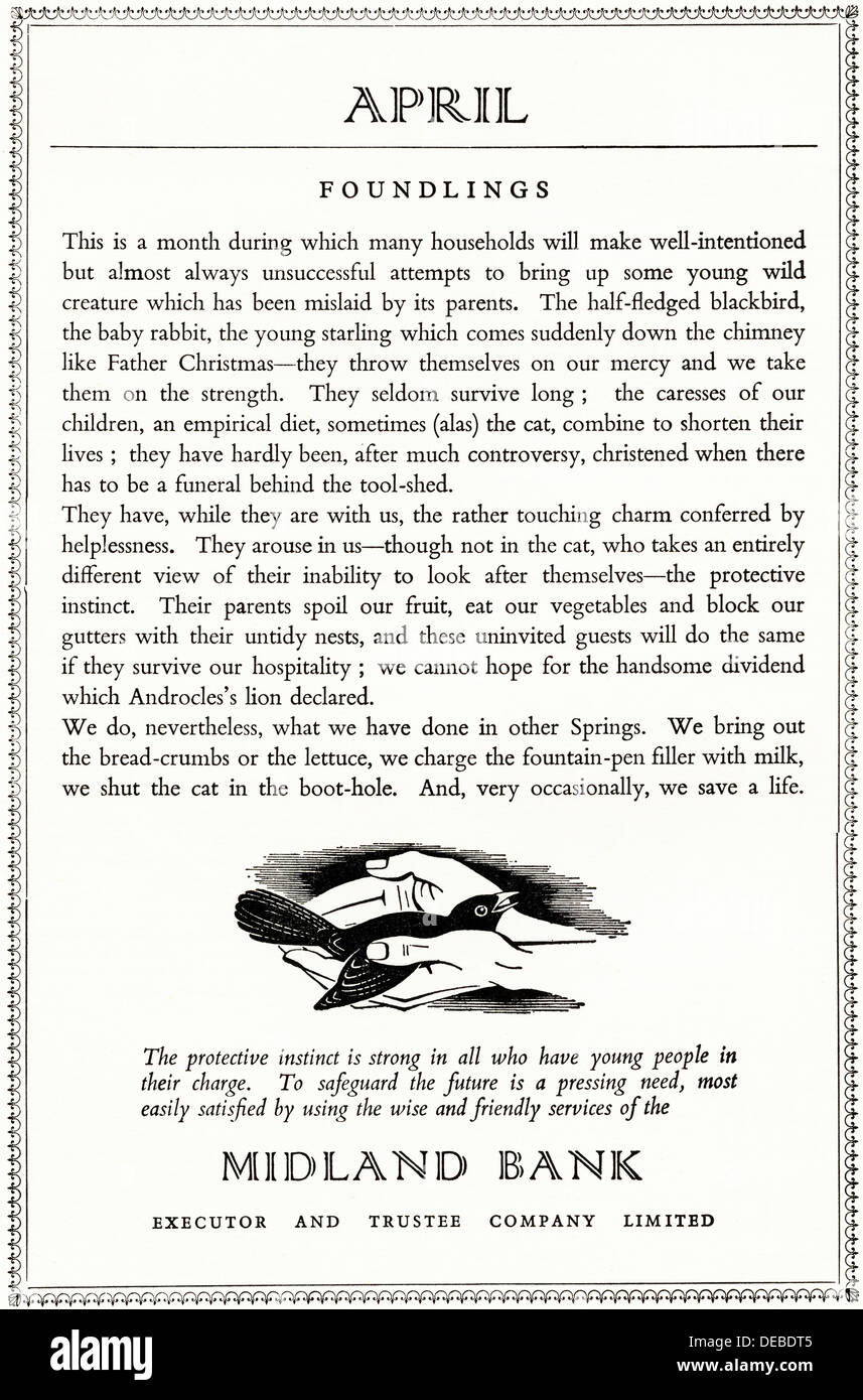 Publicité Publicité Publicité magazine Midland Bank vers 1954 Banque D'Images