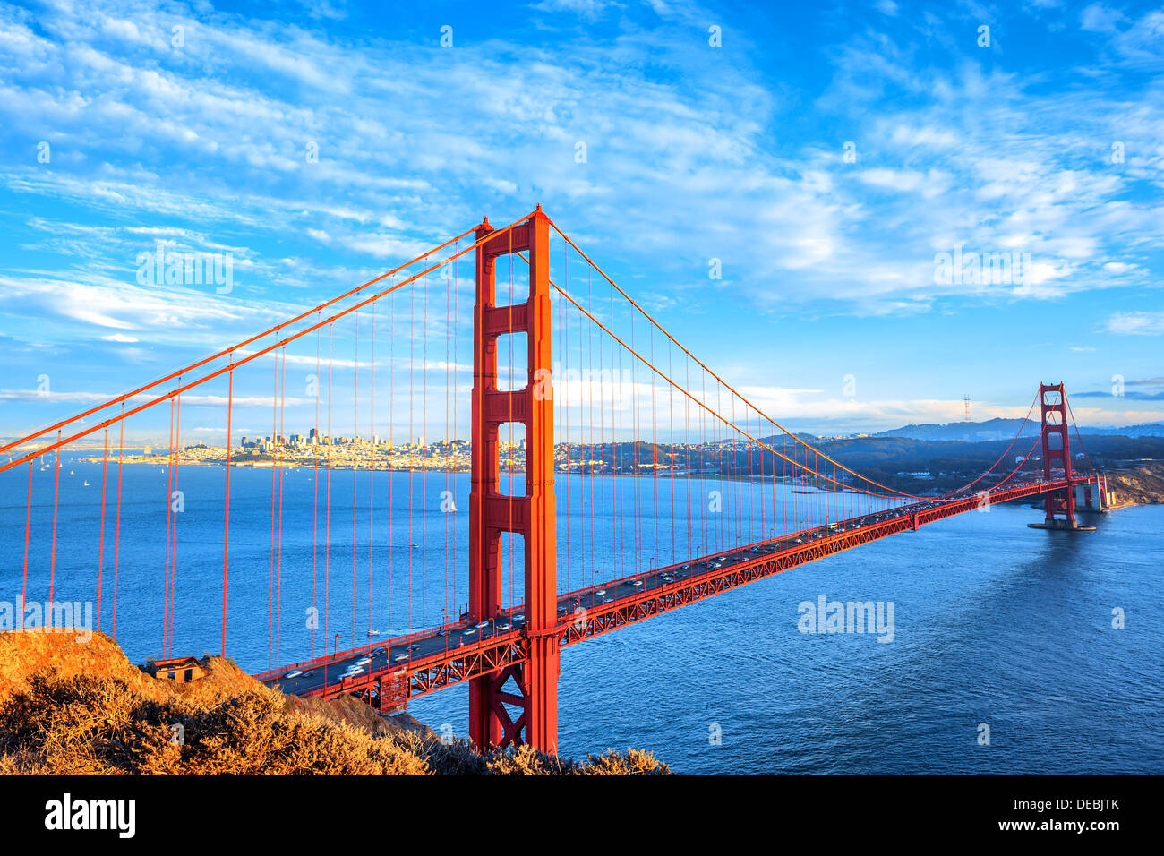 Avis de célèbre Golden Gate Bridge à San Francisco, Californie, USA Banque D'Images