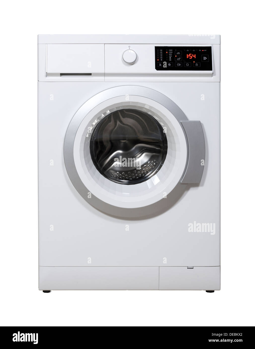 Lave-linge isolé sur fond blanc Banque D'Images