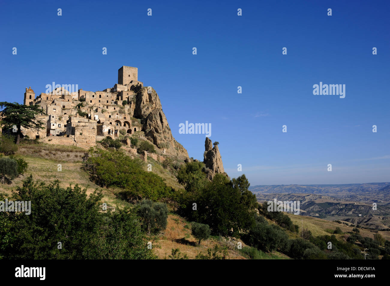 Italie, Basilicate, village abandonné de Craco Banque D'Images