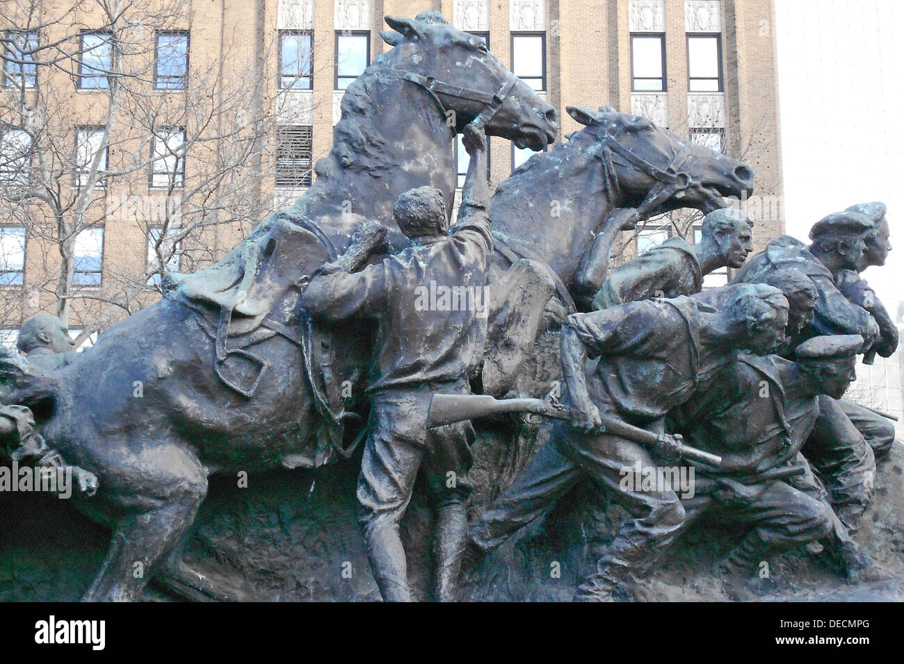 Statue 'guerres de l'Amérique" par Gutzon Borglum dans Military Park, Newark, New Jersey Banque D'Images